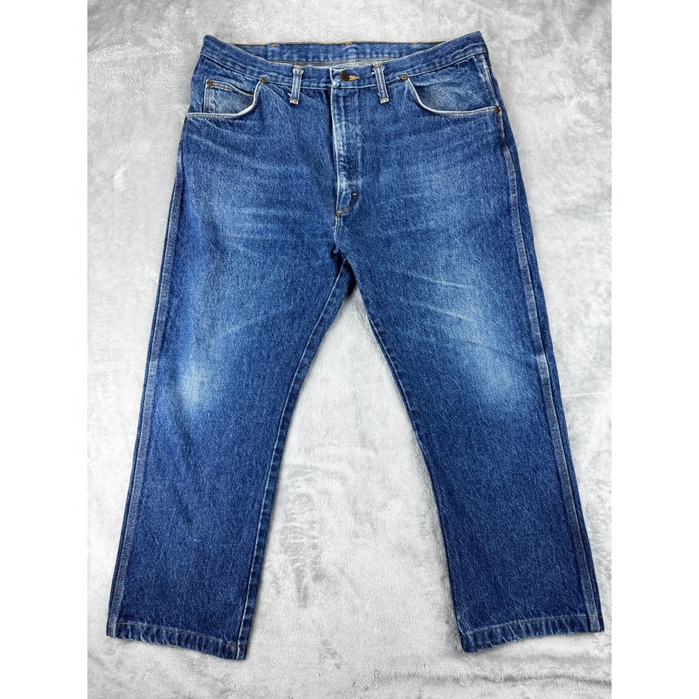 Wrangler Mens Jeans 40x30 Blue Straight Leg Denim Made In USA 99902PW 38x27